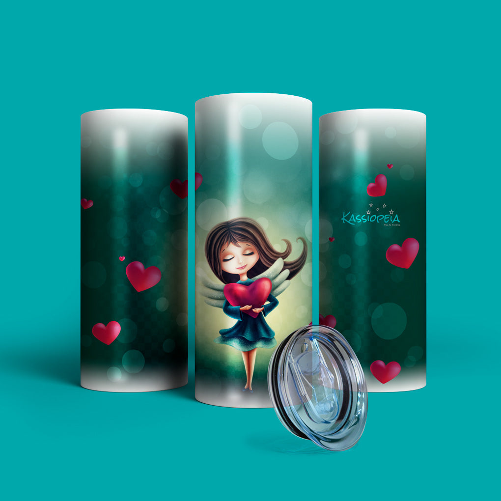 Verre en acier inoxydable Grand coeur