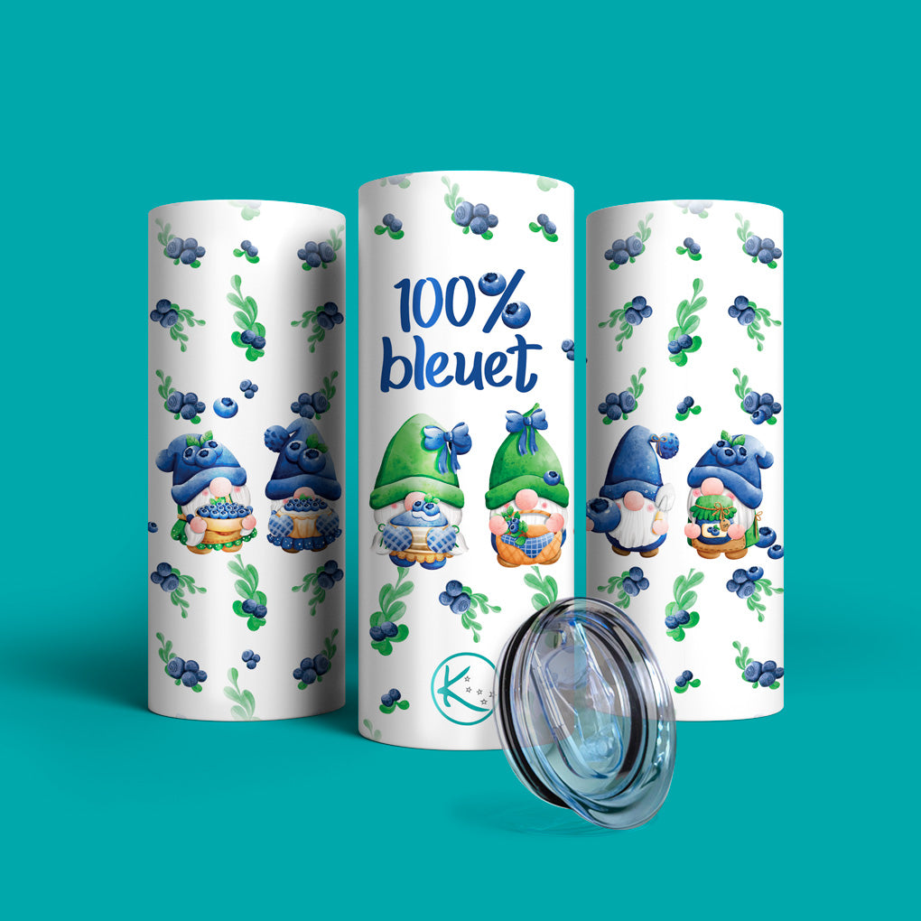 Verre en acier inoxydable Gnome aux bleuets