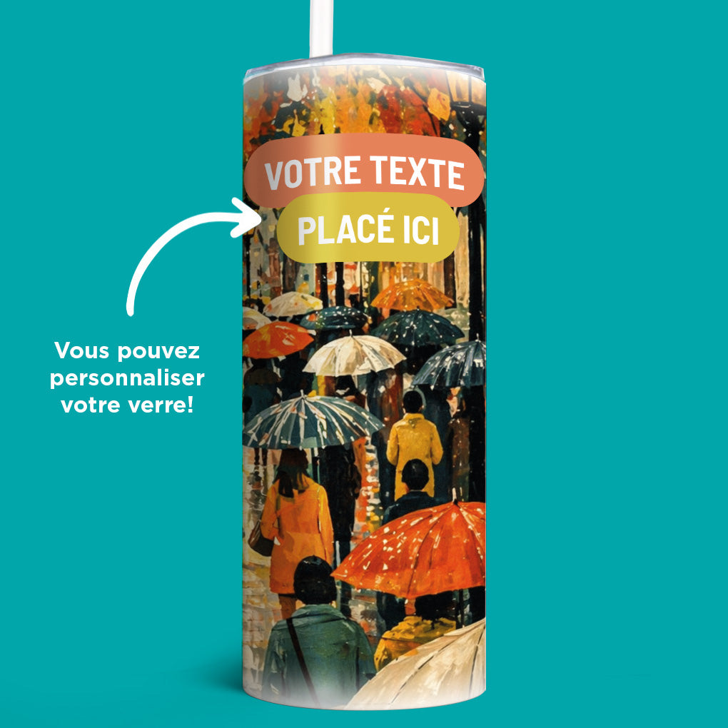 Verre en acier inoxydable Marche sous la pluie