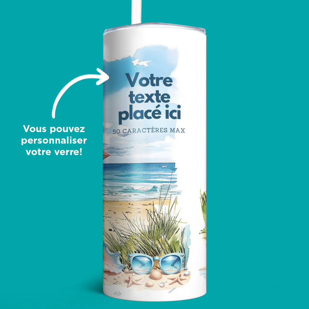 Verre en acier inoxydable Direction les vacances