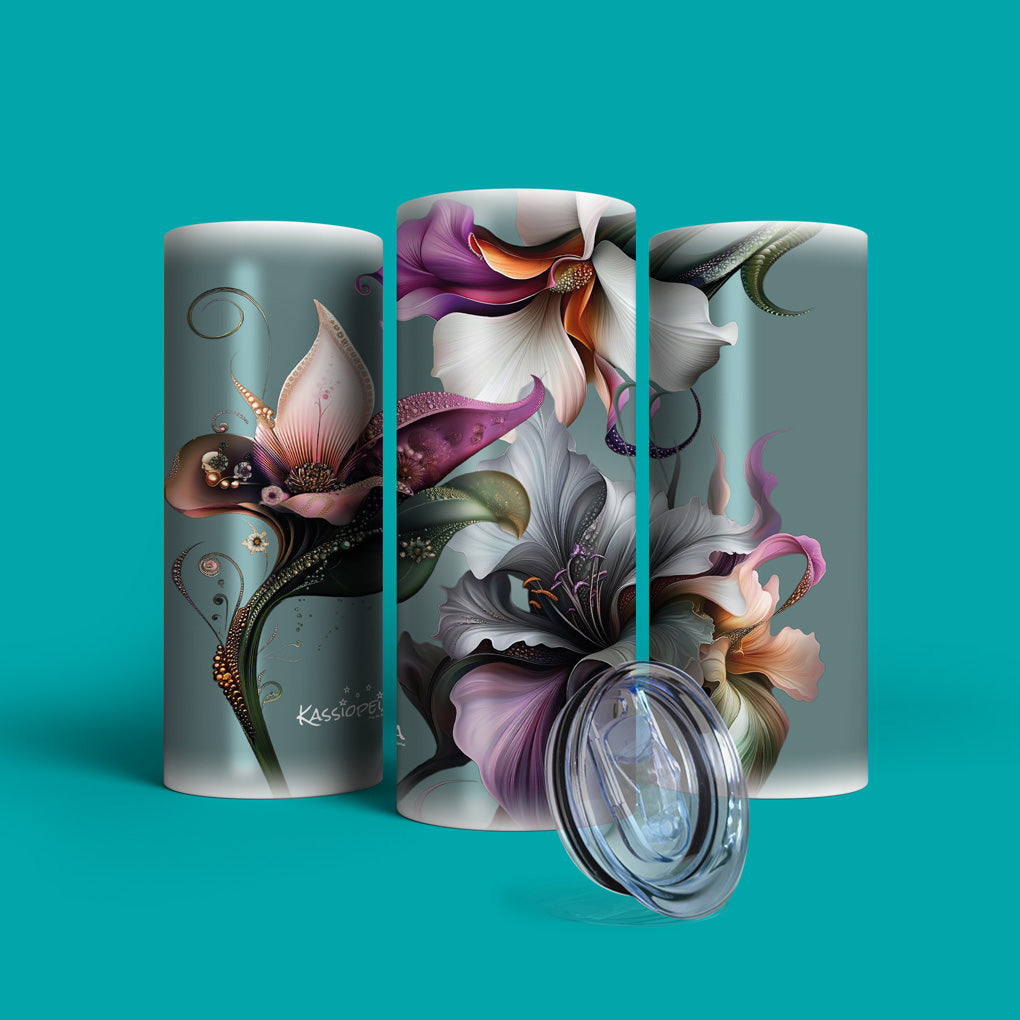 Verre en acier inoxydable Fantaisie florale