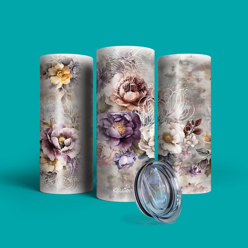 Verre en acier inoxydable Fleurs d&