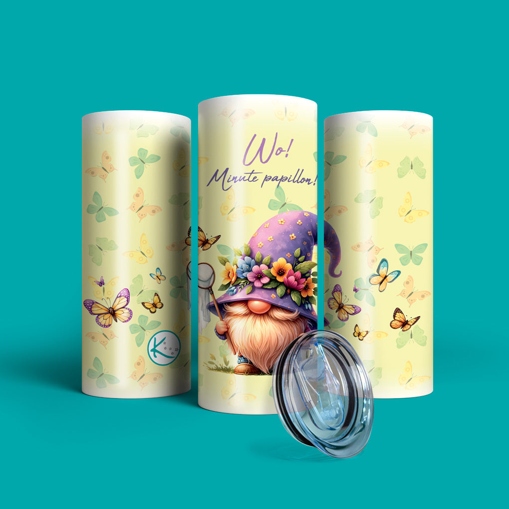 Verre en acier inoxydable Gnome aux papillons