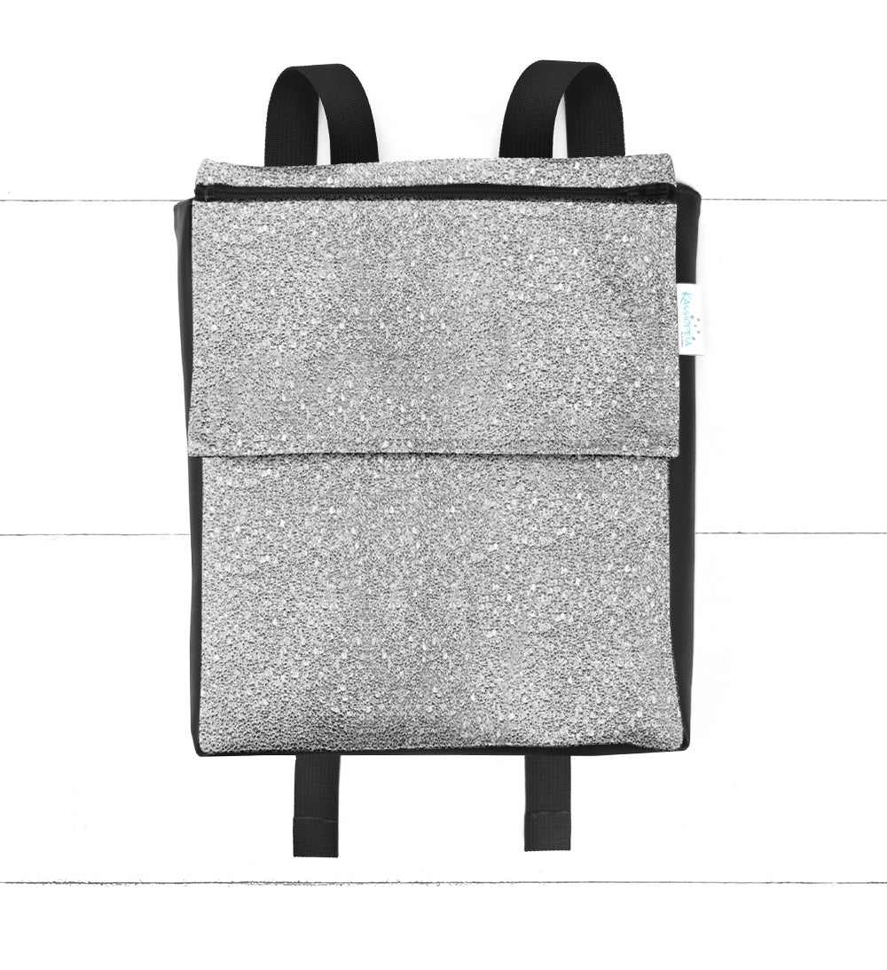 Base - 8" Mini Kangourou Paillettes argentées