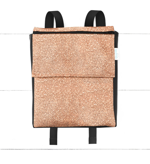 Base - 8" Mini Kangourou Paillettes dorées/rosées