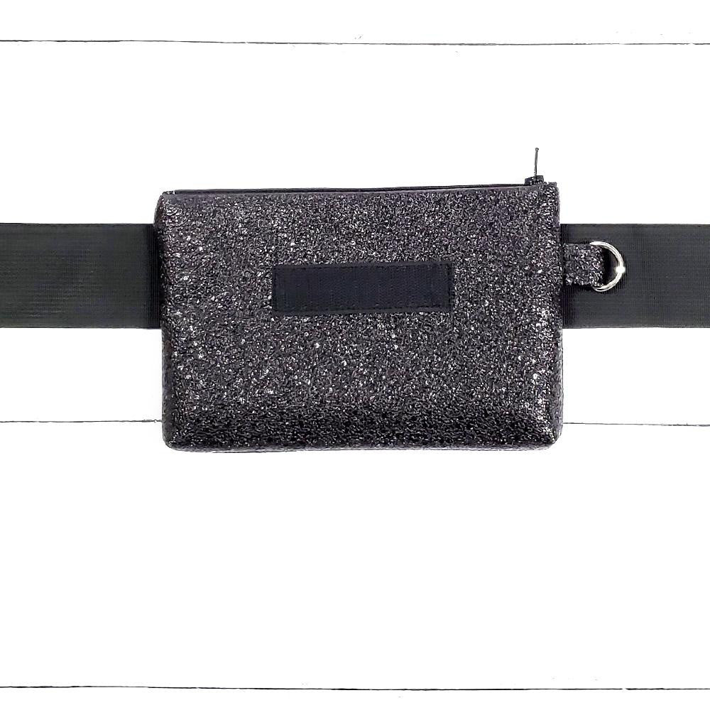 Base - 8" BananaSplit Paillettes Noires (Sac banane mince) précommande - Kassiopeia par la Bohème - Sac à main interchangeable fait au Québec