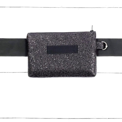 Base - 8" BananaSplit Paillettes Noires (Sac banane mince) précommande - Kassiopeia par la Bohème - Sac à main interchangeable fait au Québec