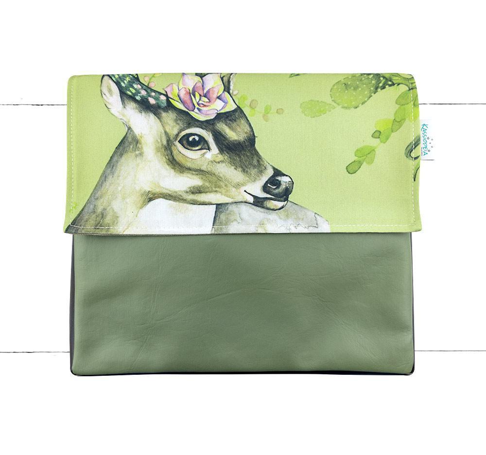 Rabat Cerf Cactus 8" - Kassiopeia par la Bohème - Sac à main interchangeable fait au Québec