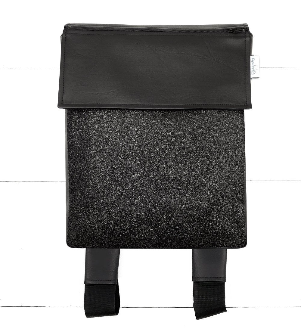 Base - 11" KangourouMOM Paillettes Noires - Kassiopeia par la Bohème - Sac à main interchangeable fait au Québec