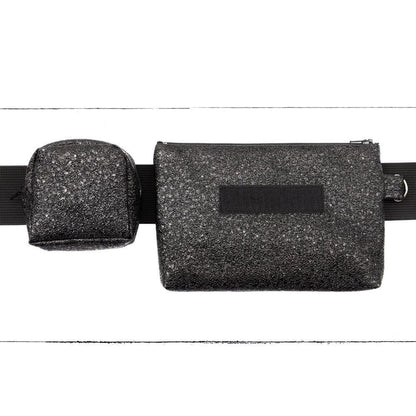 Porte-sous Paillettes Noires - Kassiopeia par la Bohème - Sac à main interchangeable fait au Québec
